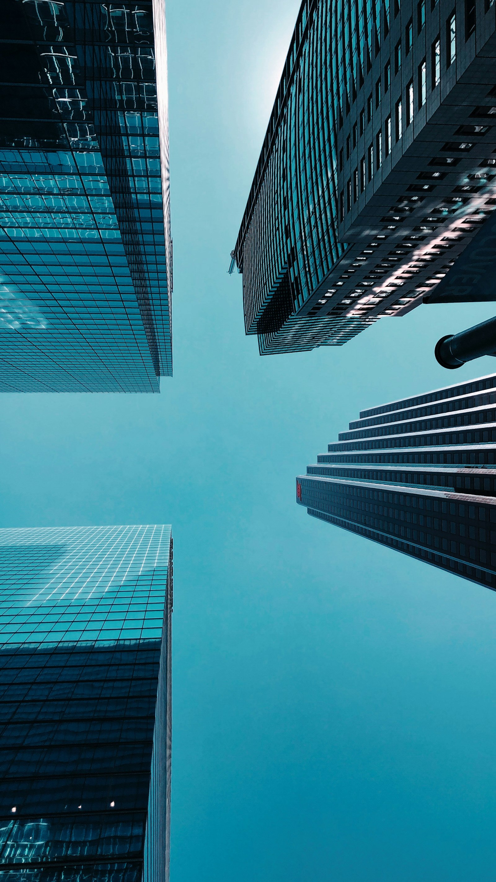Glass skyscrapers viewed from below