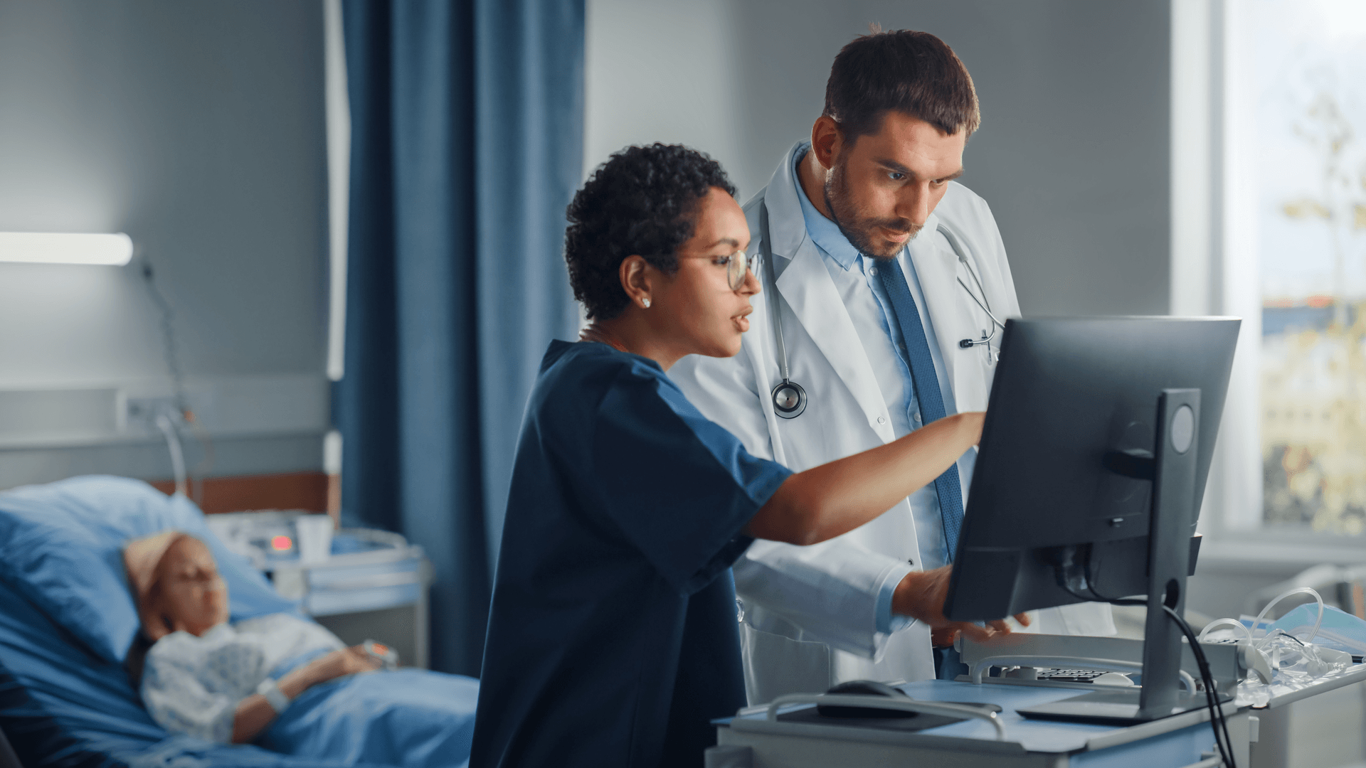 Healthcare professionals collaborating in a secure environment
