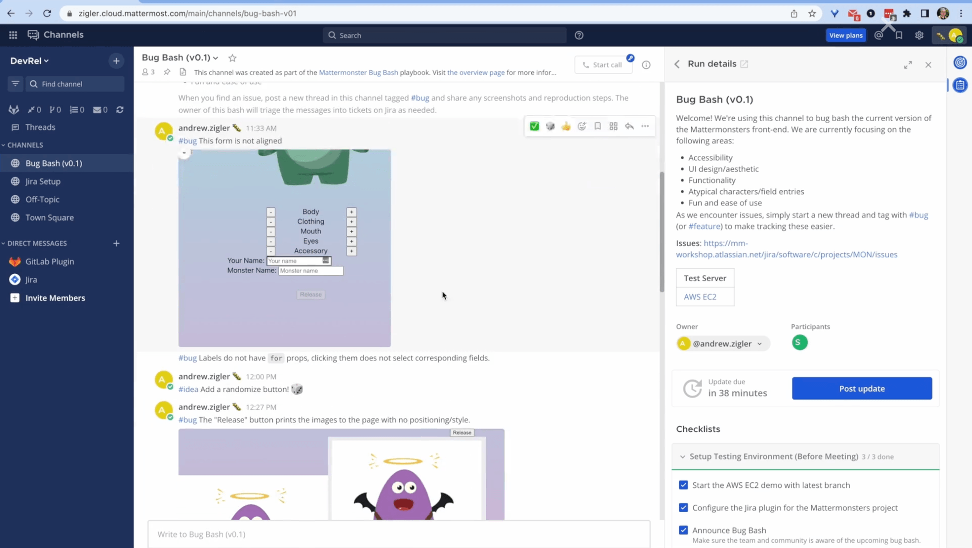 Mattermost Jira integration demo video