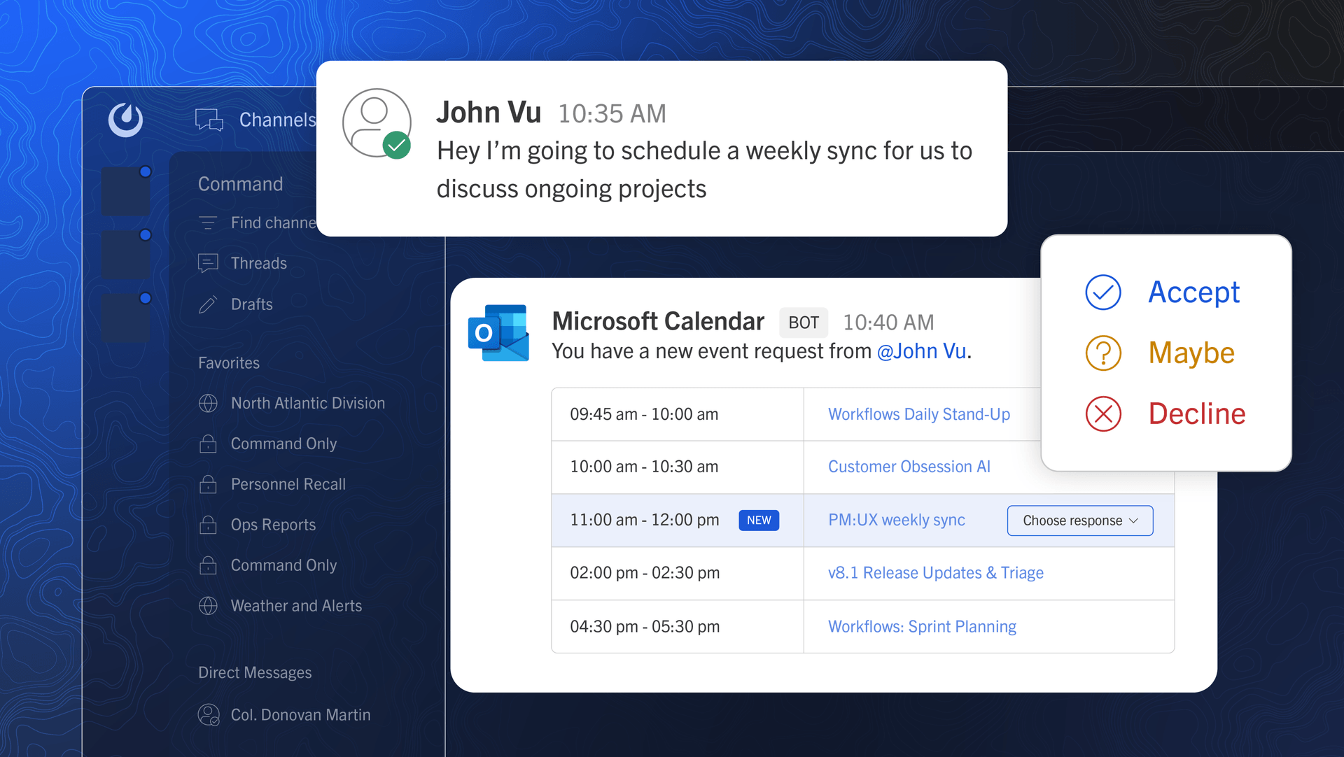 Outlook calendar integration in Mattermost