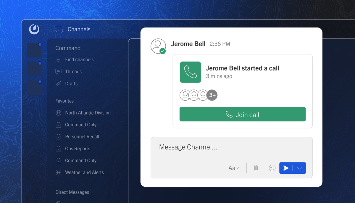 Mattermost mobile channels with an incoming call notification