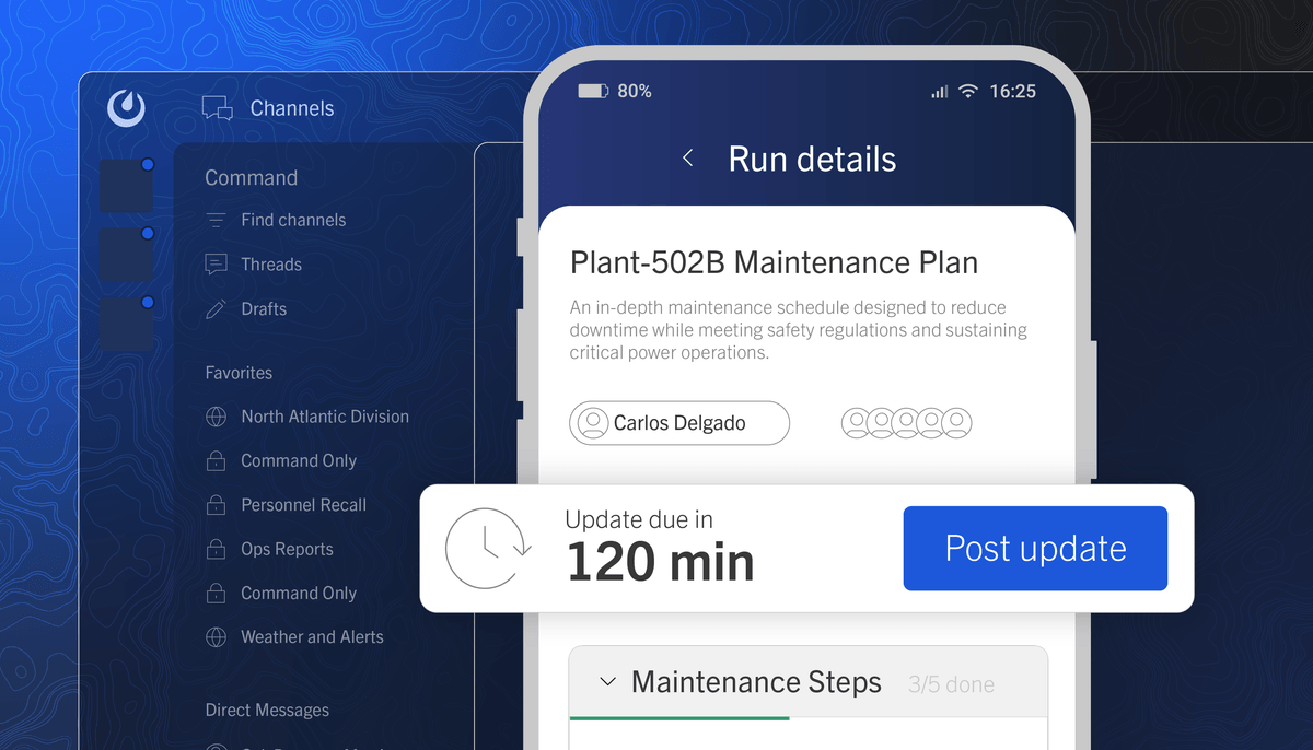 Mattermost mobile app showing a maintenance plan update