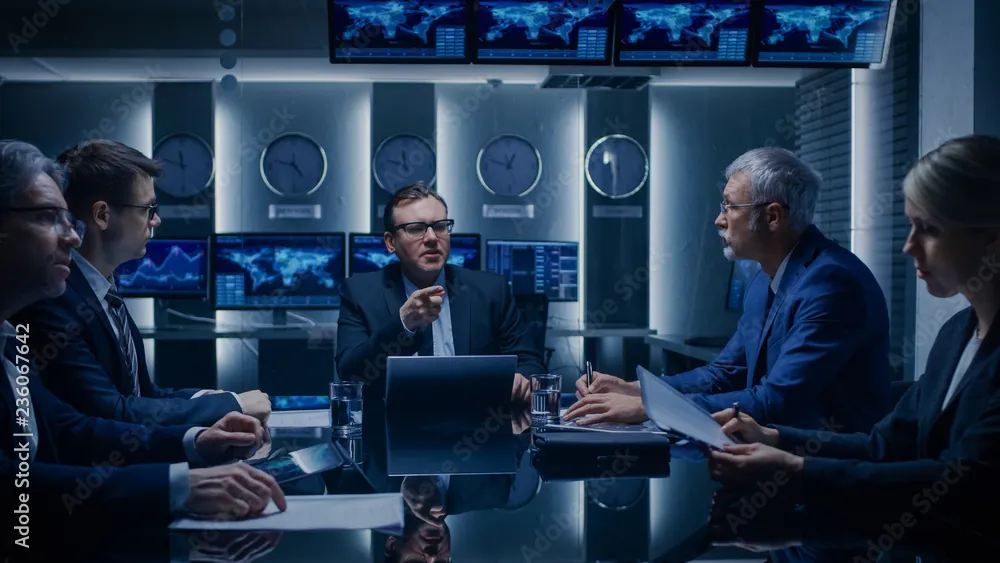 Cybersecurity team meeting during an incident response