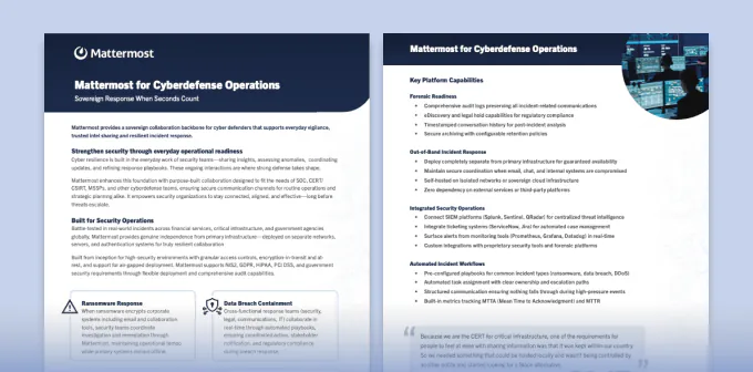 Mattermost for Cyberdefense Datasheet