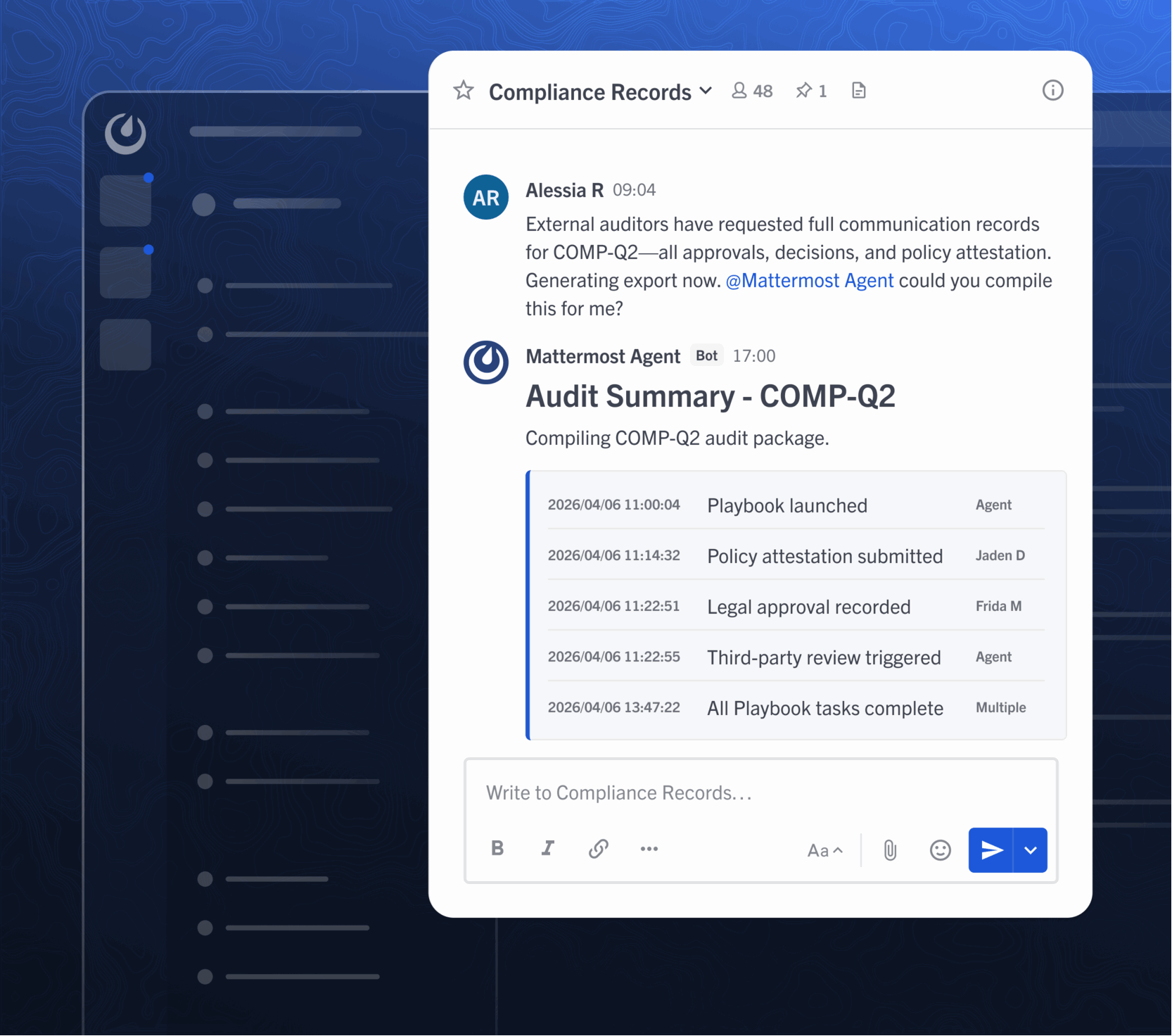 Audit-ready compliance records in Mattermost
