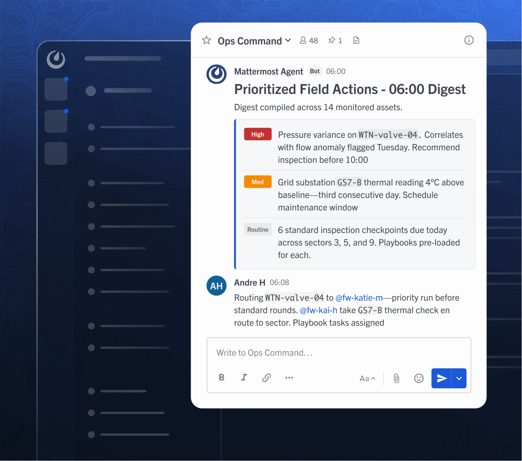 Mattermost Agents daily operations brief
