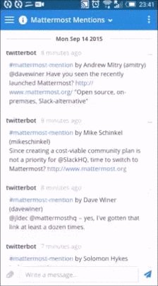 Mattermost mobile experience with comment threads and file sharing