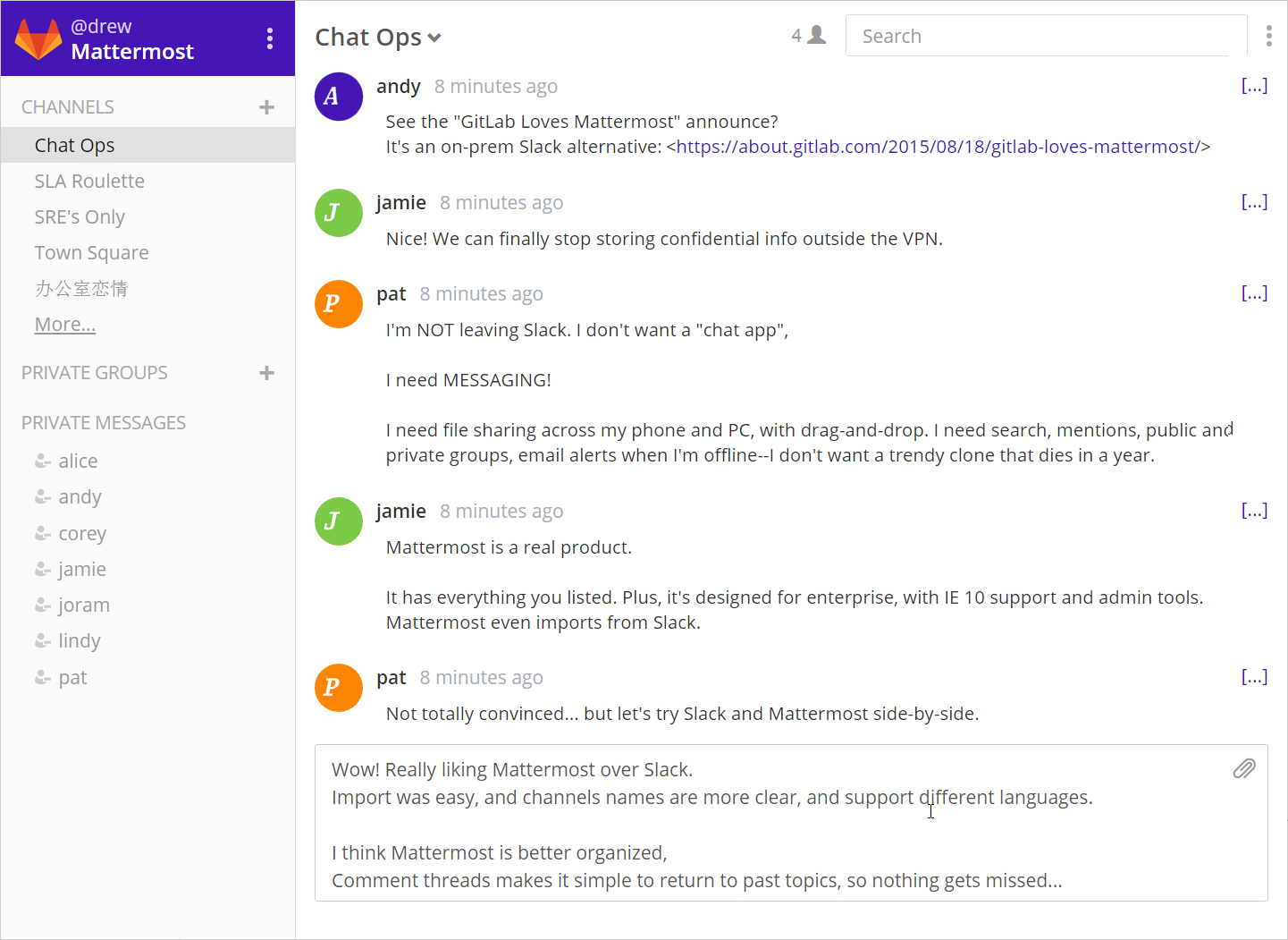 Mattermost imports from Slack